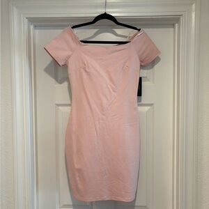 Lulu's Blush Off-Shoulder Bodycon Dress
